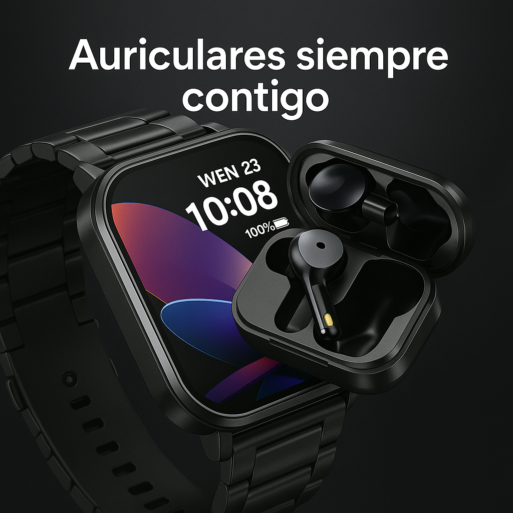 Smartwatch D8 Pro 2 en 1: potencia, estilo y audífonos integrados