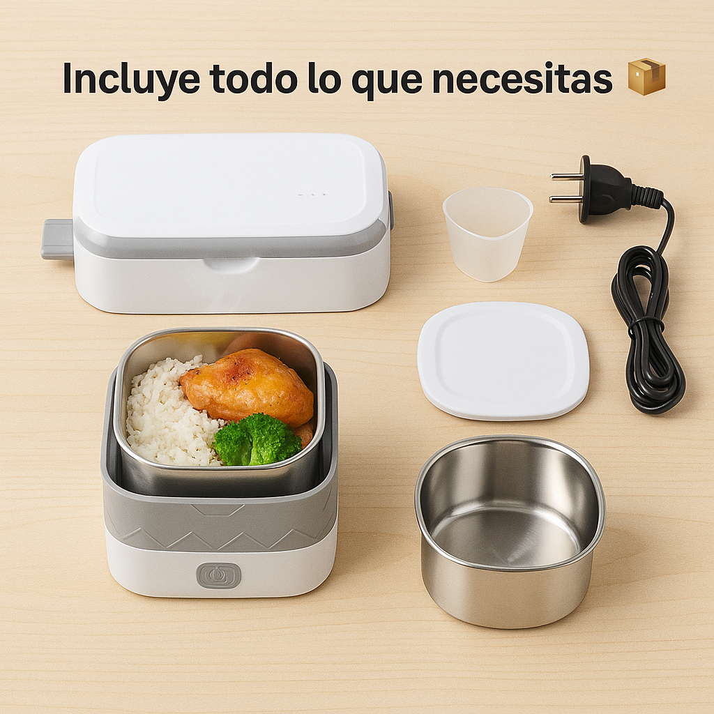 Diseño moderno, acero inoxidable y potencia en tus manos- Lonchera Electrica