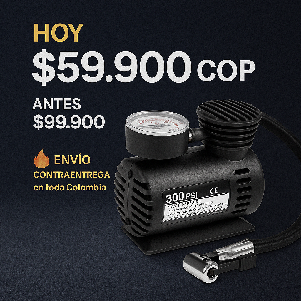 Infla lo que necesites, donde quieras, cuando quieras - Mini Compresor de Aire