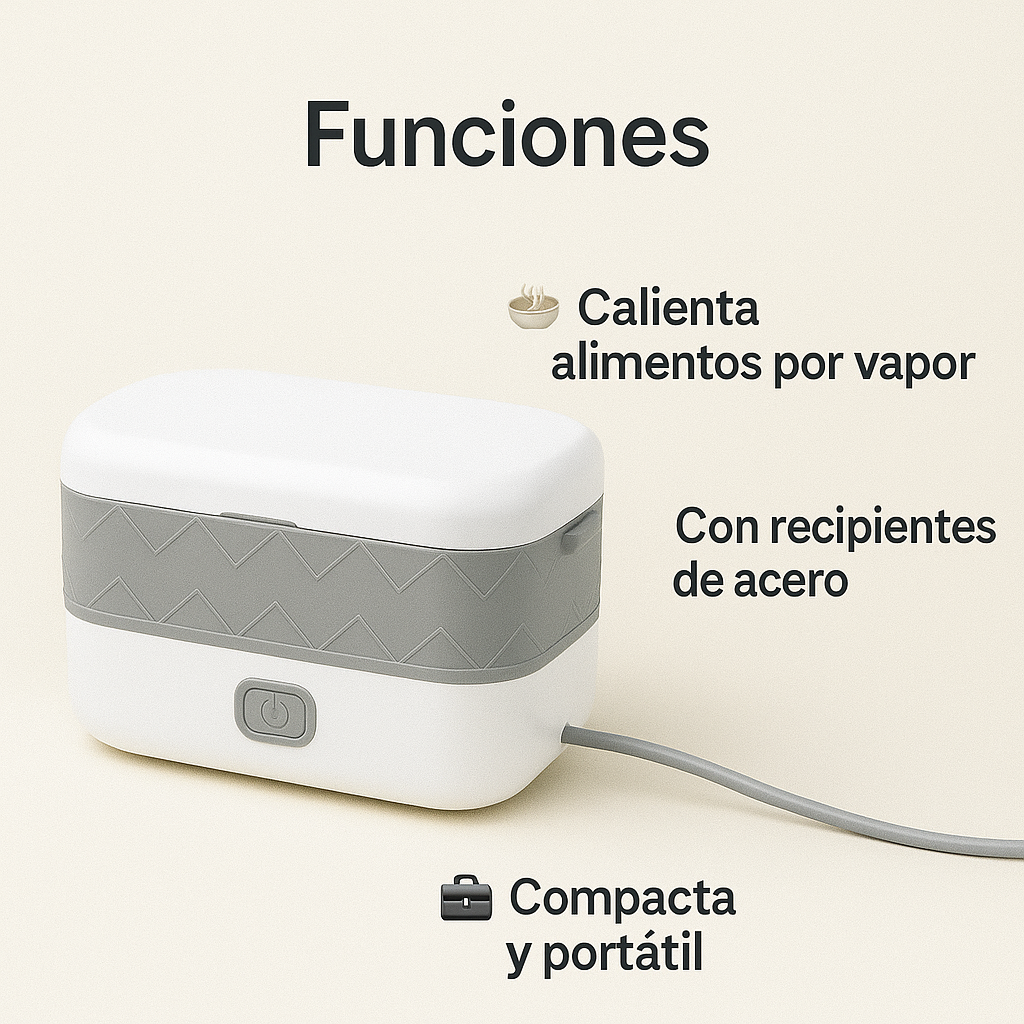 Diseño moderno, acero inoxidable y potencia en tus manos- Lonchera Electrica