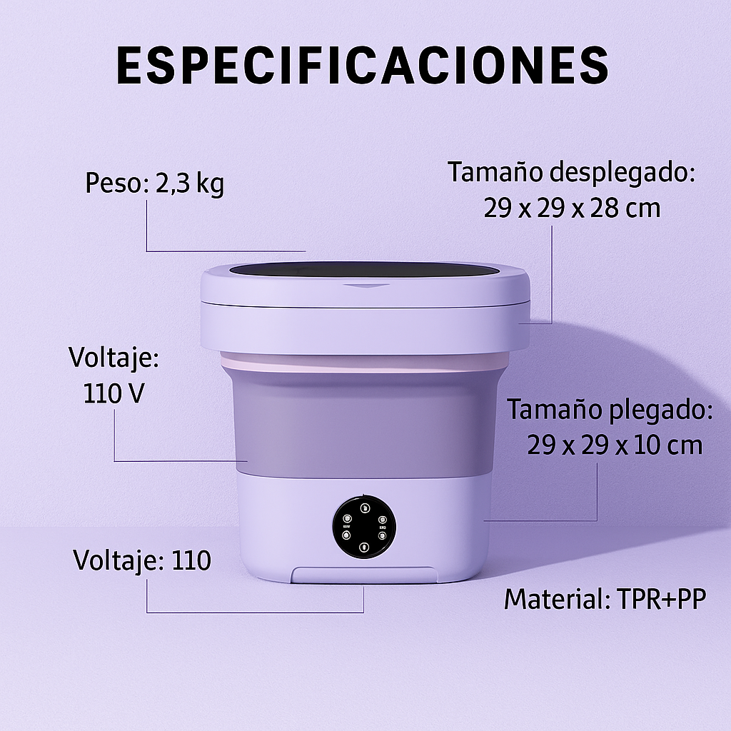 ¡Lava tu ropa en minutos y sin ocupar espacio! - LAVADORA PORTATIL
