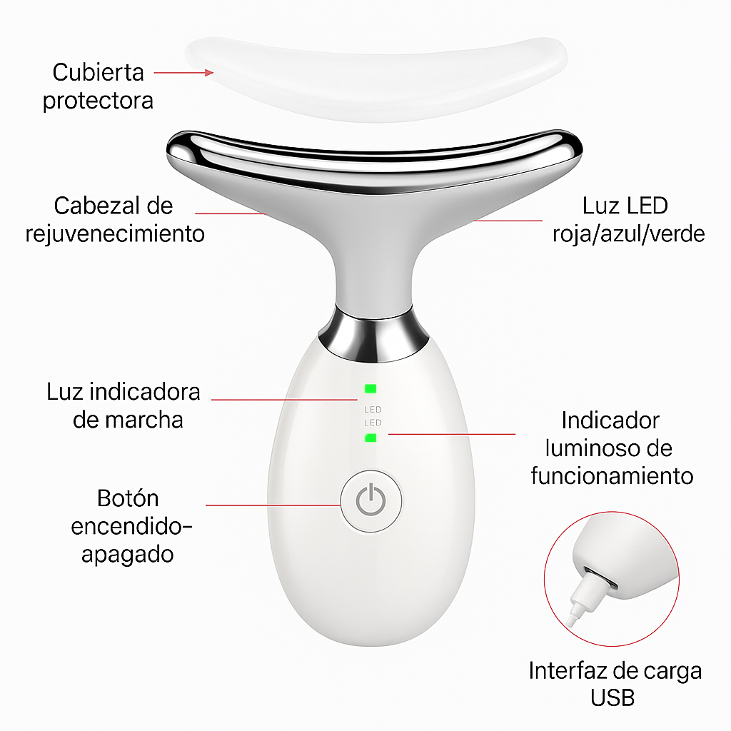 Mírate al espejo y vuelve a amar tu reflejo — piel firme, luminosa y sin papada- Masajeador Portatil