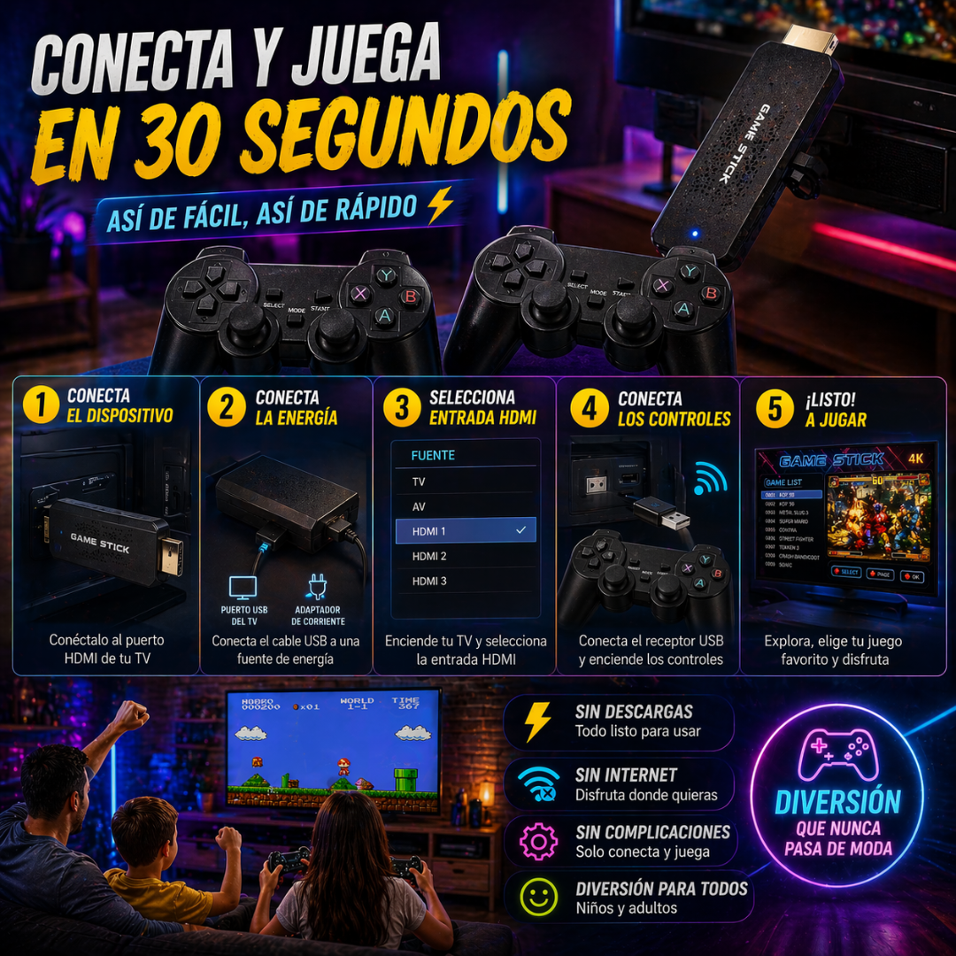 Convierte tu TV en una consola con más de 10.000 juegos sin complicaciones - Game Tv Stick
