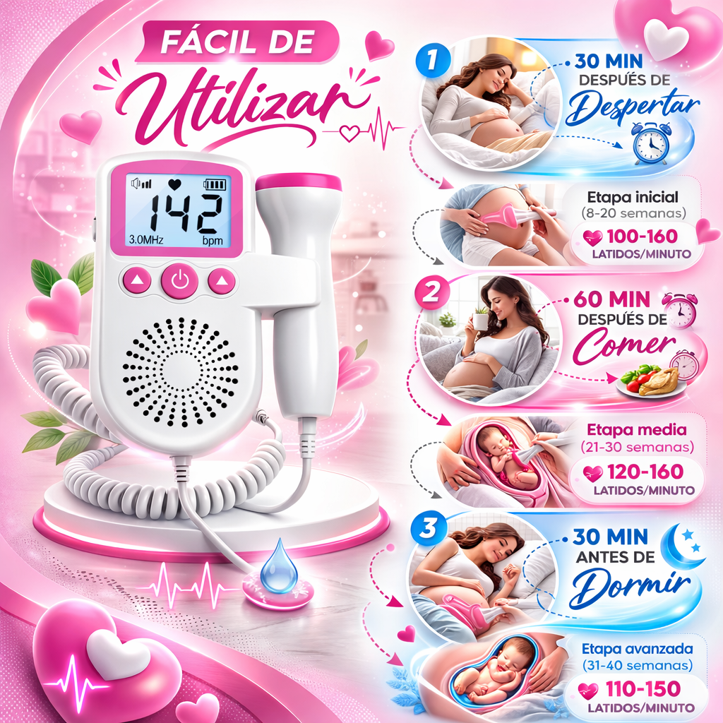 El sonido más hermoso que escucharás en tu vida - Doppler Fetal Lcd Ultrasónico Frecuencia Cardiaca Embarazo