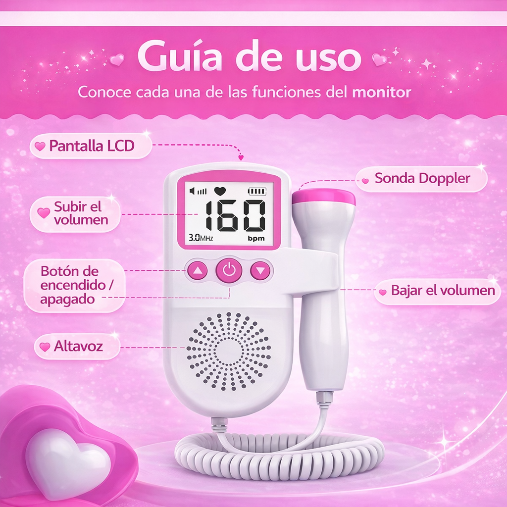 El sonido más hermoso que escucharás en tu vida - Doppler Fetal Lcd Ultrasónico Frecuencia Cardiaca Embarazo