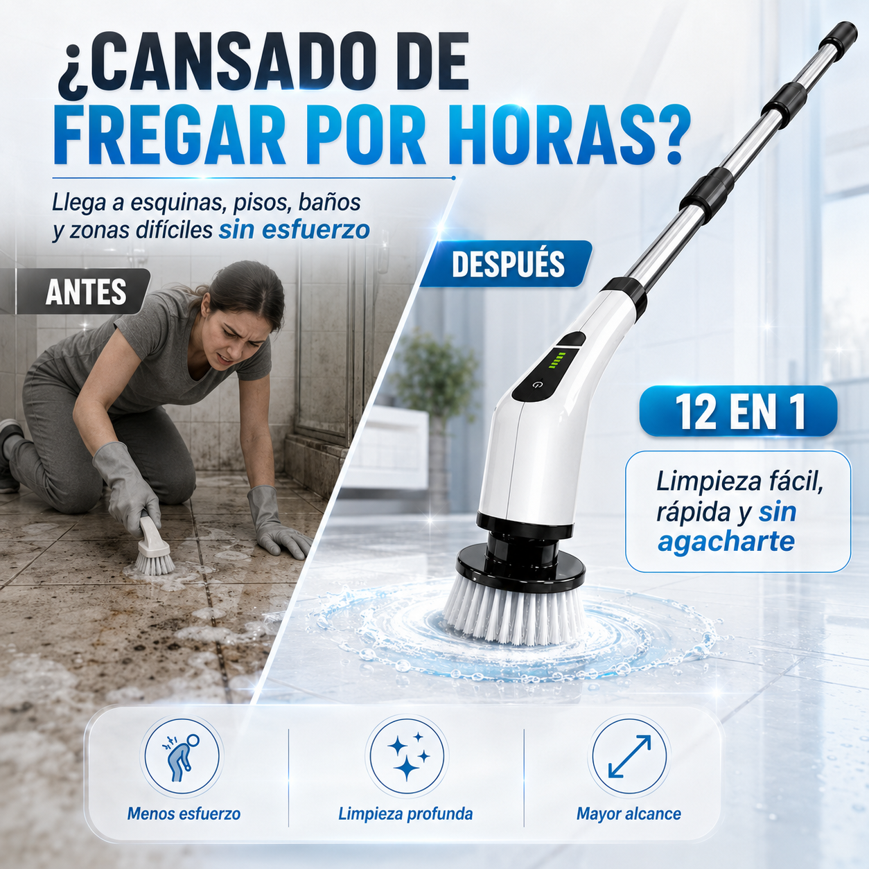 Limpieza profunda y sin esfuerzo - Cepillo 12 en 1