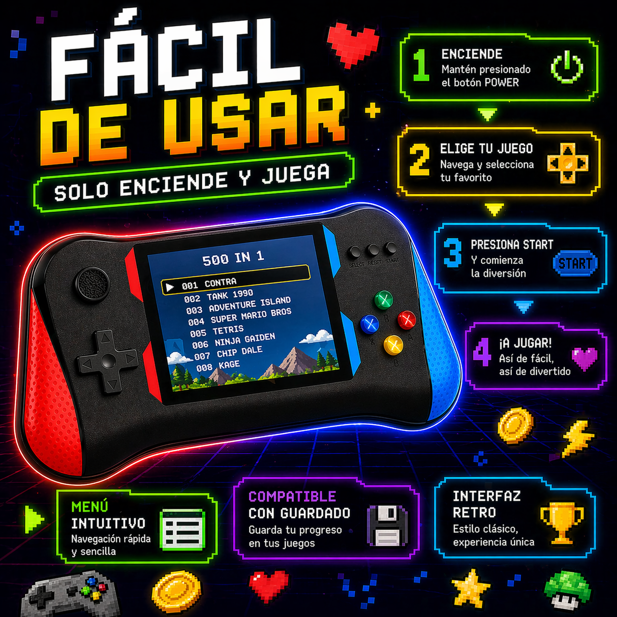 ¡REVIVE LA NOSTALGIA EN TUS MANOS CON LA CONSOLA PORTATIL!