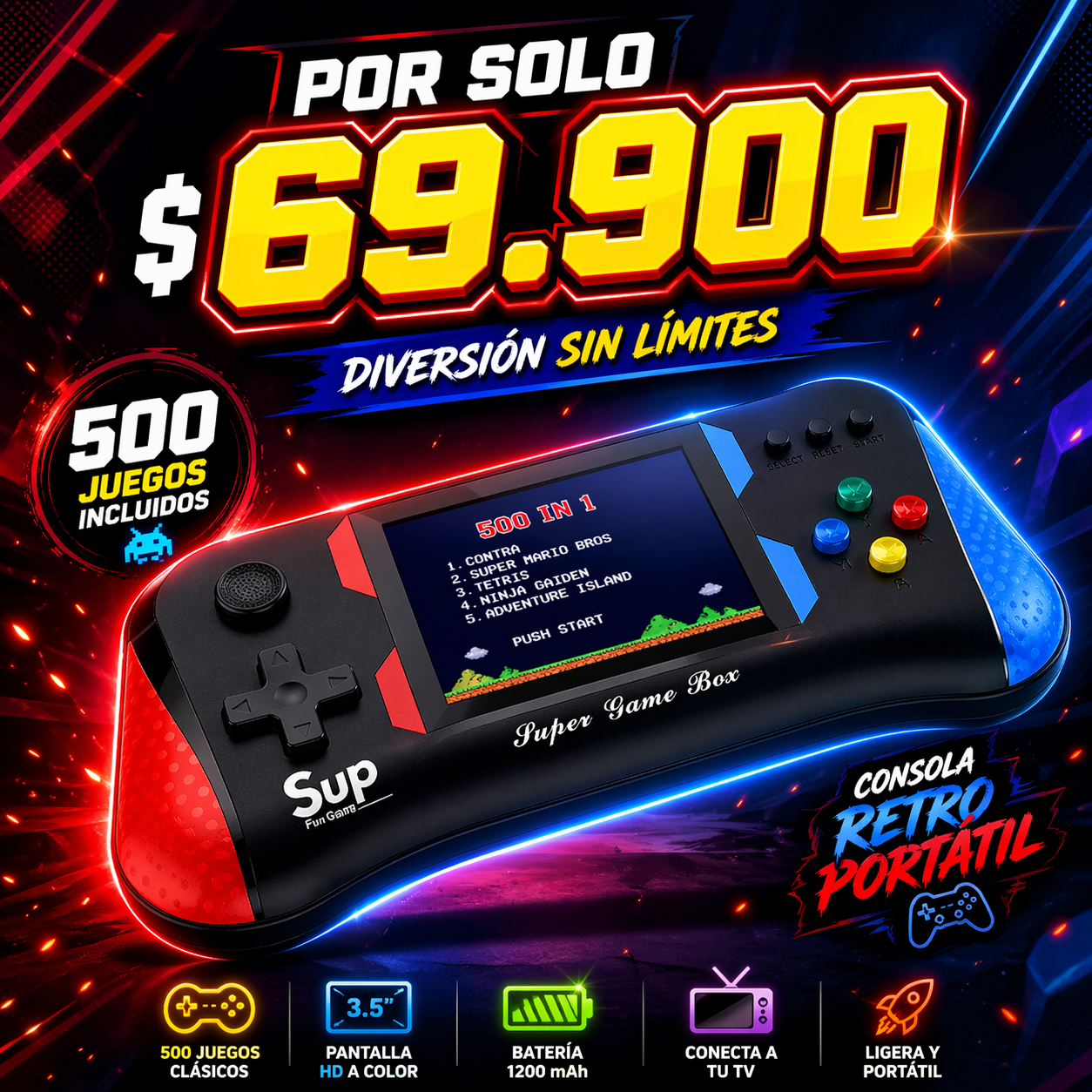 ¡REVIVE LA NOSTALGIA EN TUS MANOS CON LA CONSOLA PORTATIL!