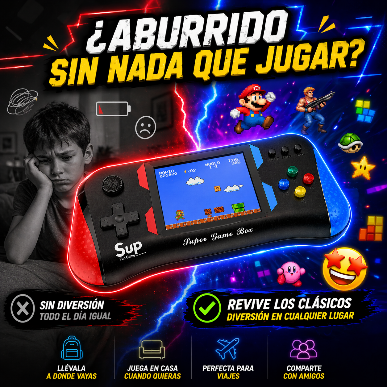 ¡REVIVE LA NOSTALGIA EN TUS MANOS CON LA CONSOLA PORTATIL!