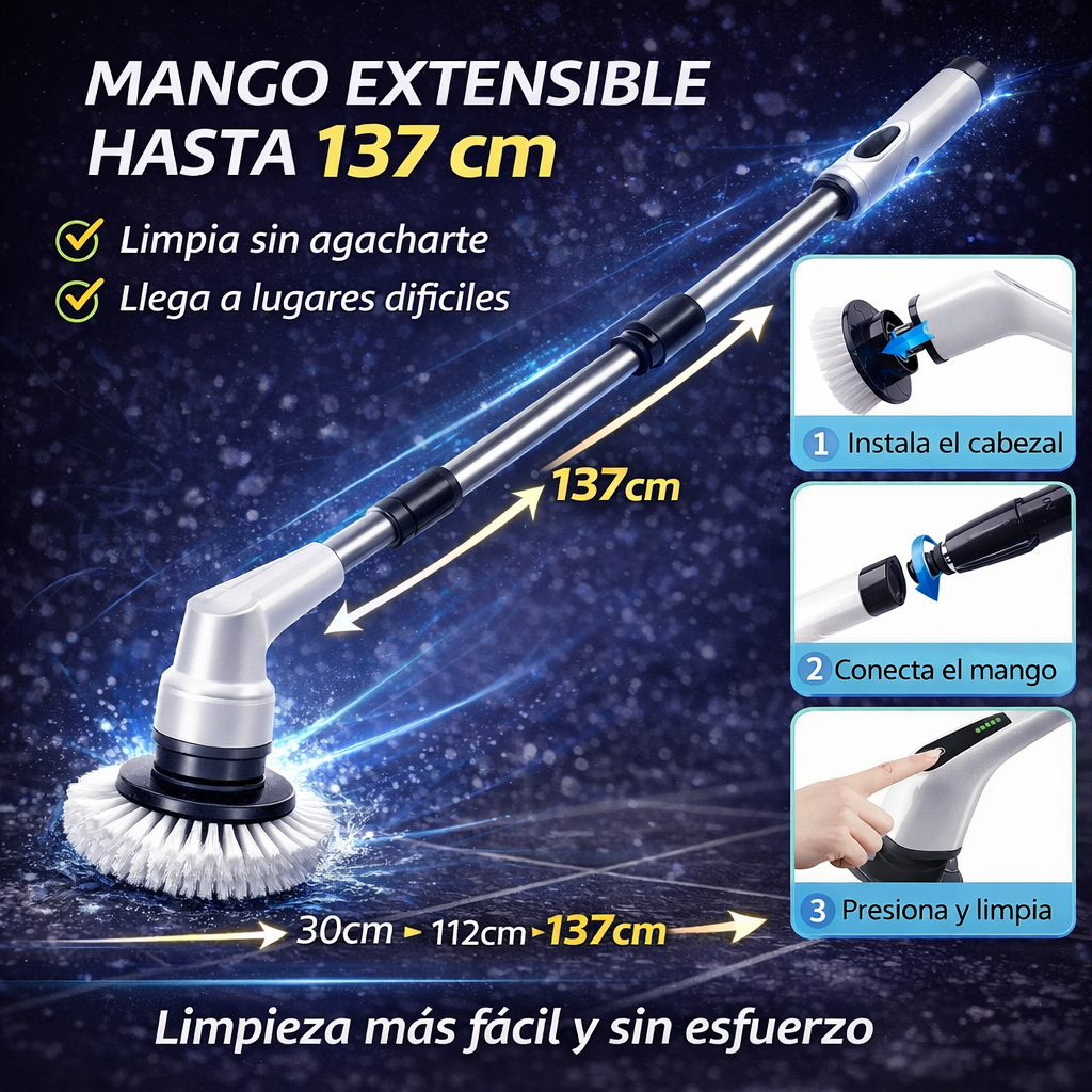 Limpia baños, cocinas y azulejos sin cansarte - Cepillo De Limpieza Electrico 9 En 1