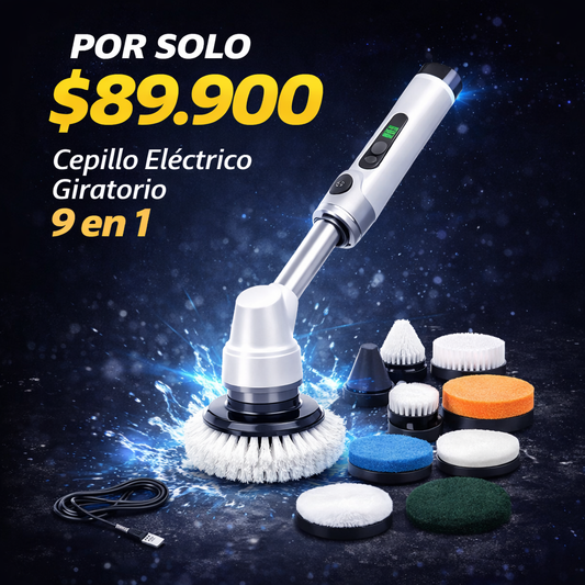 Limpia baños, cocinas y azulejos sin cansarte - Cepillo De Limpieza Electrico 9 En 1
