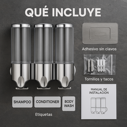 Diseño elegante, orden perfecto: el toque premium que tu baño merece- Dispensador de Shampoo