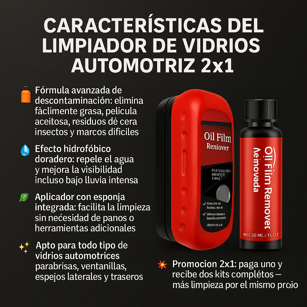 Dile adiós a la grasa en tu parabrisas y maneja con visión perfecta- Limpia Parabrisas 2x1