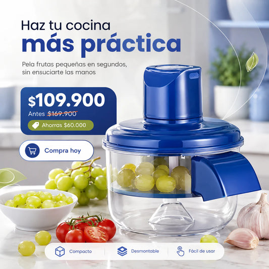 Pela uvas, ajo y frutas pequeñas en segundos, sin esfuerzo y sin ensuciarte las manos - Pelador Frutas Y Verduras Electrico
