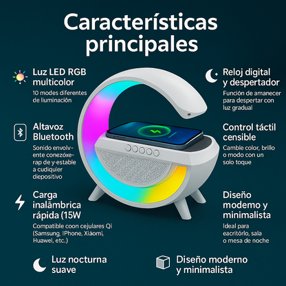 Iluminación, música y carga… todo en un solo toque - Lampara Inteligente